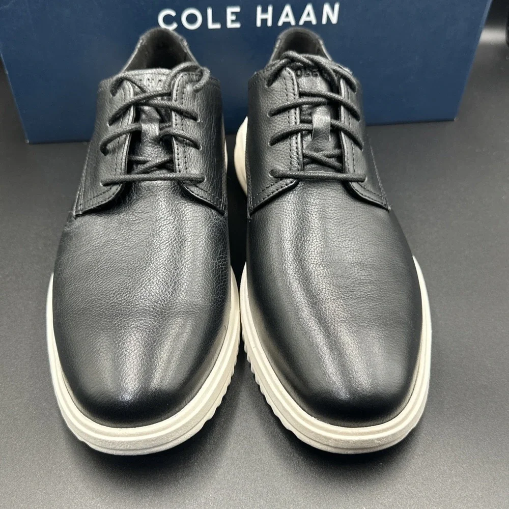 Cole Haan Grand+ Plus Plain Toe Oxford Black Leather Shoes C36934 Men's Sz 8.5 M